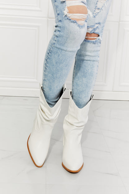 MMShoes Better in Texas Scrunch Bottes de cowboy en blanc