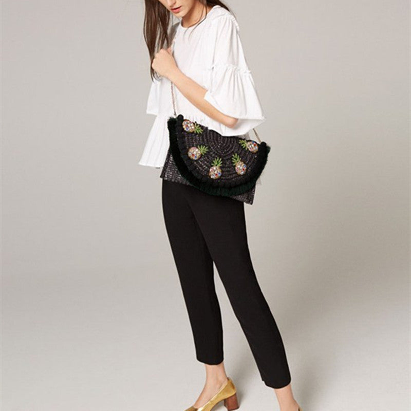 Women's embroidered shoulder bag