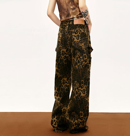 Straight Leopard Print Casual Pants For Men And Women