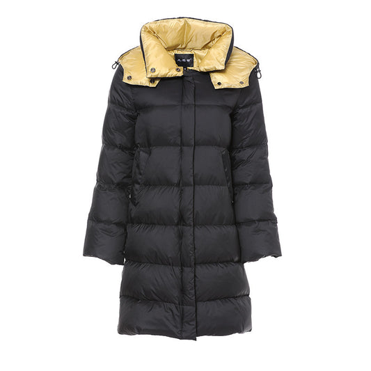 Stand collar hooded white duck down jacket