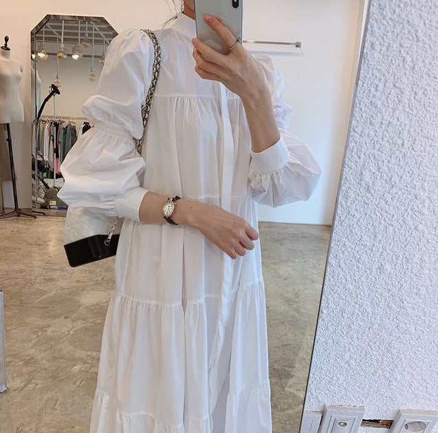 Women's Fashion Puff Sleeve Shirt Dress