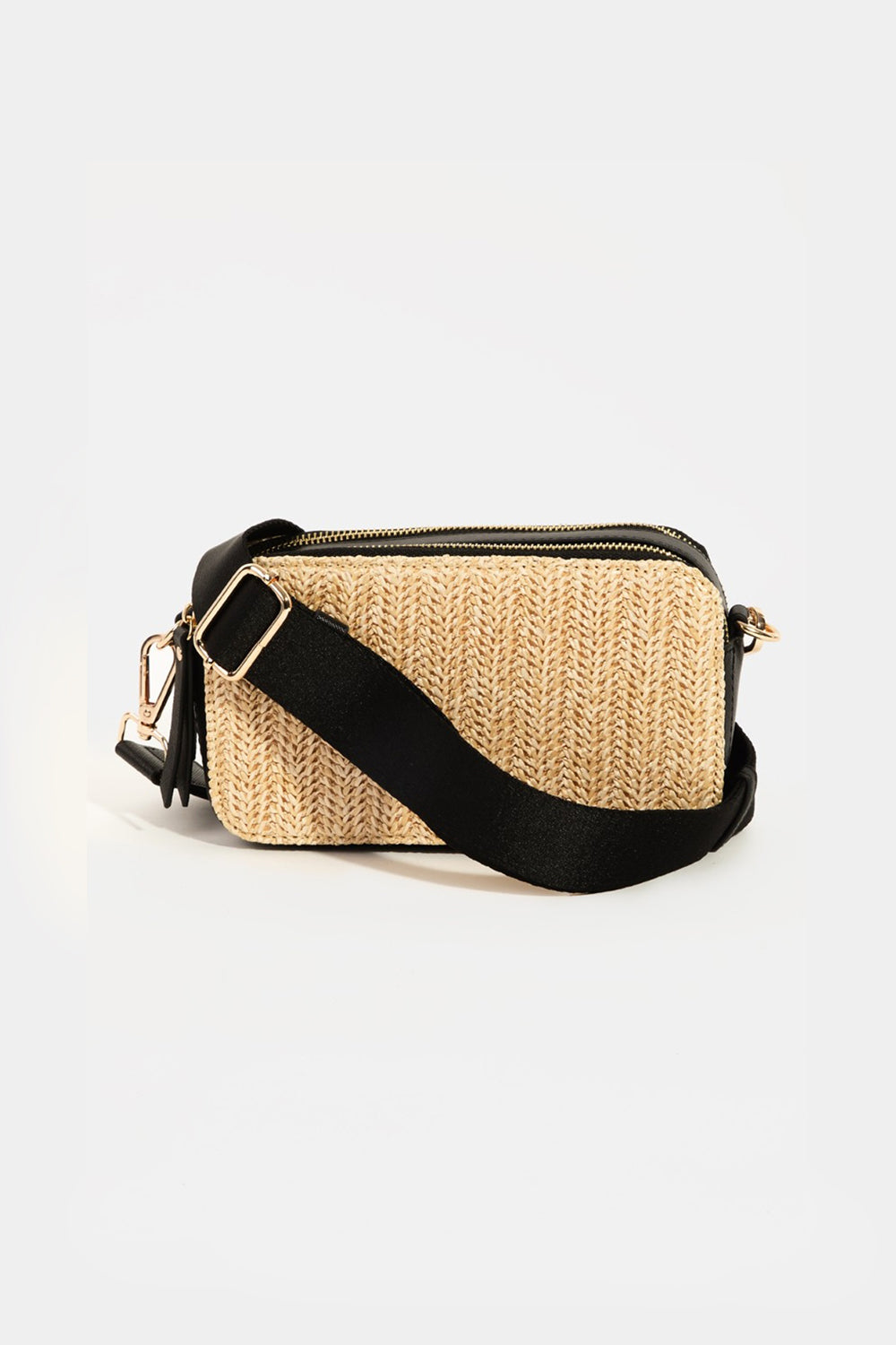 Fame Straw Contrast Crossbody Bag