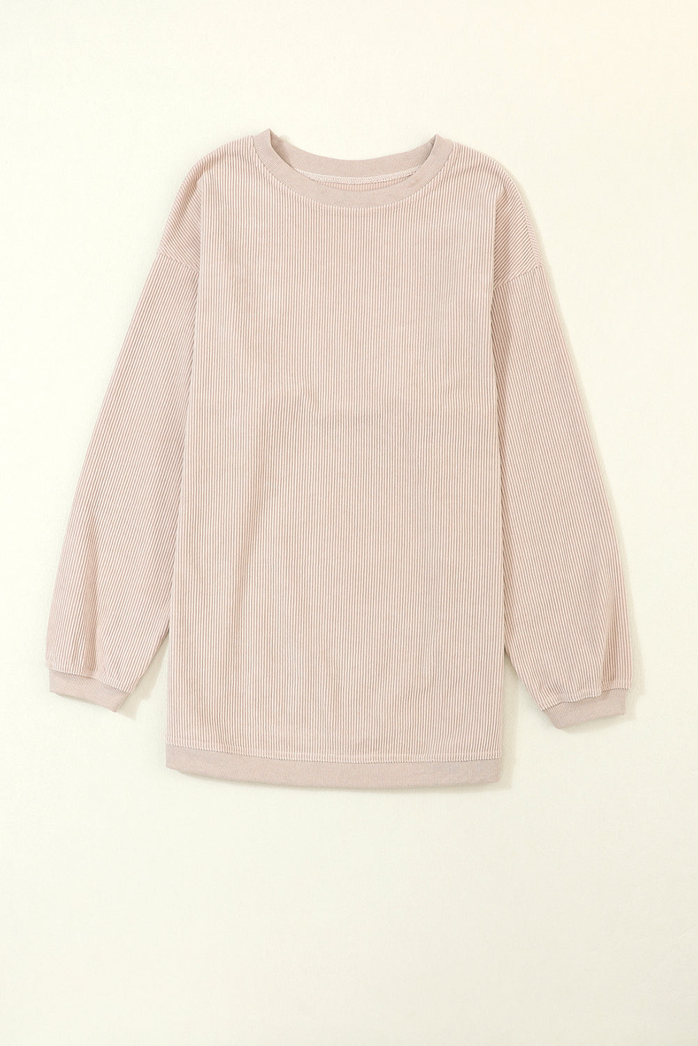 Sweat-shirt surdimensionné côtelé rose fraise