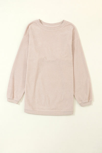 Sweat-shirt surdimensionné côtelé rose fraise