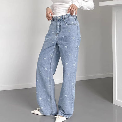 All-matching Wide Leg Straight Jeans For Women