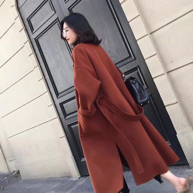 Women's Loose Temperament Mid-length Woolen Coat