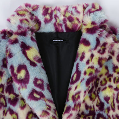 Women's Fashion Leopard Fur Coat