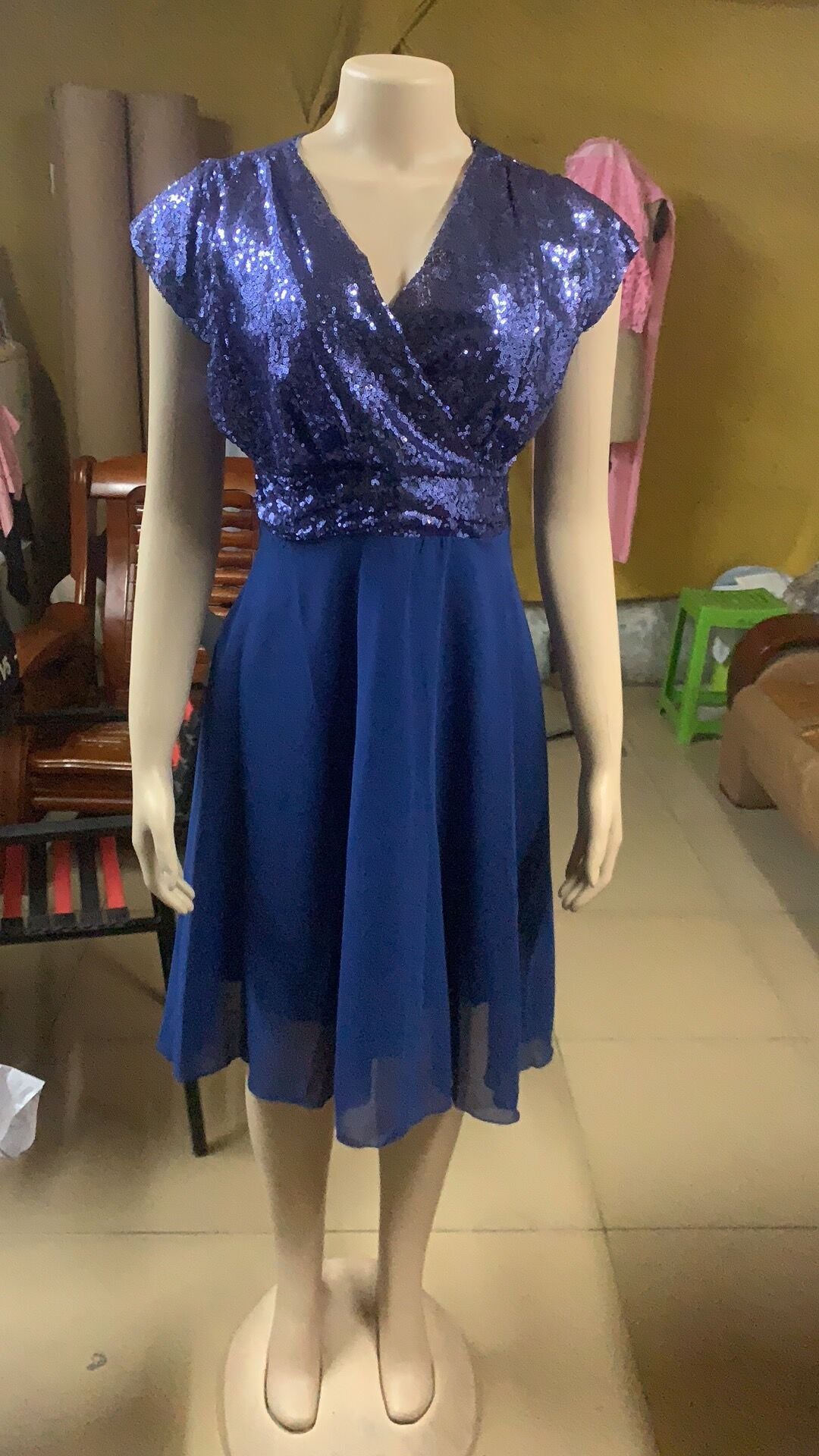 Robe de soirée pour femme, longueur genou, robe de club, robe taille haute, robe élégante surdimensionnée