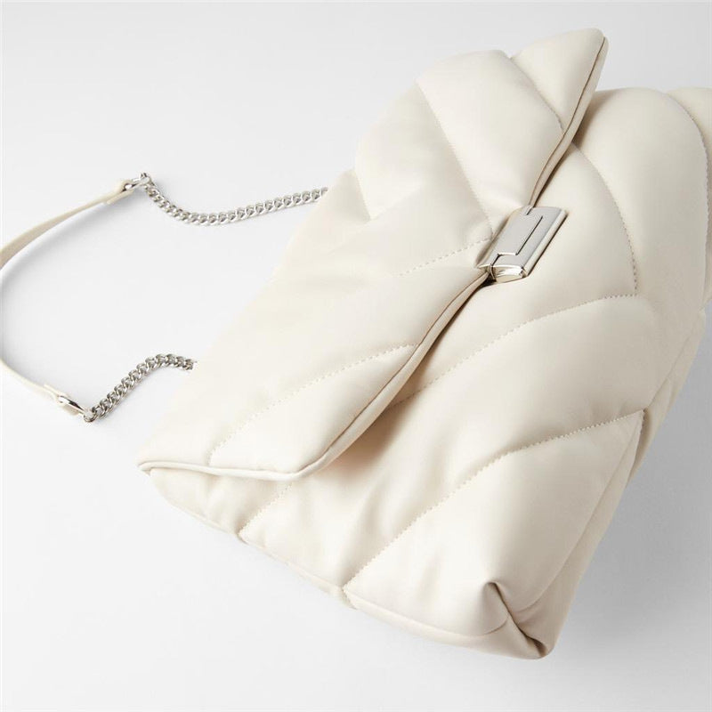 Women'S Bag White Oversized Quilted One-Shoulder Messenger Bag Female Simple All-Match Chain Bag