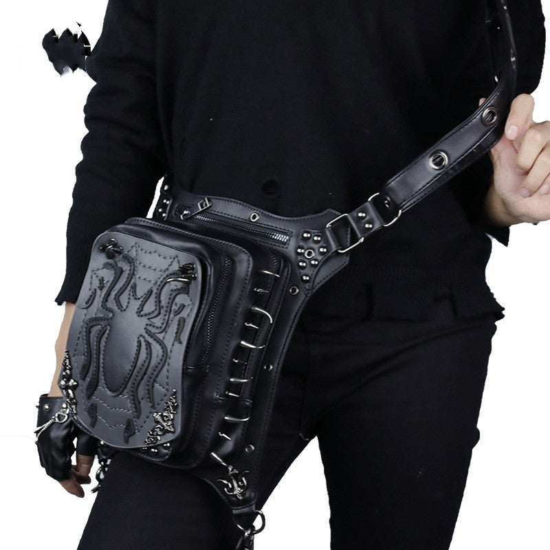 Punk Spider Rivet Multifunctional Men's Sports Outdoor Leg Bag Waist Bag