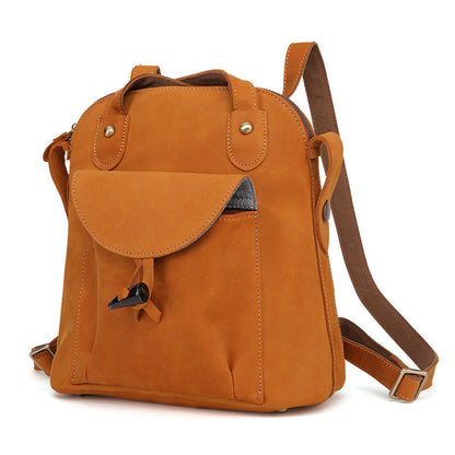 Bolso de cuero genuino Mochila de mujer Bolso de ocio Mochila de cuero suave de moda Capa superior de cuero de vaca