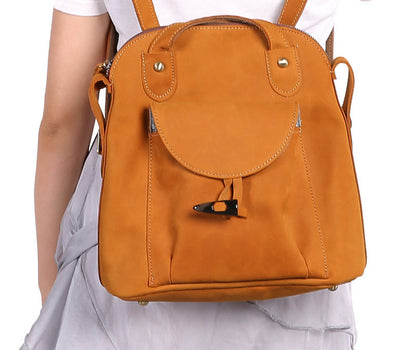 Bolso de cuero genuino Mochila de mujer Bolso de ocio Mochila de cuero suave de moda Capa superior de cuero de vaca