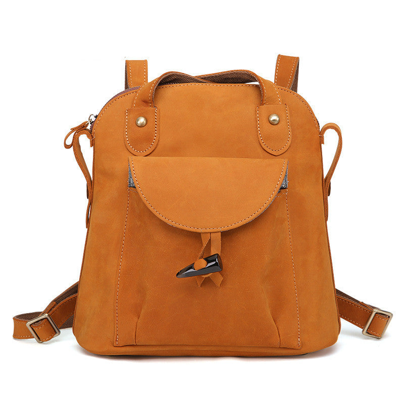 Bolso de cuero genuino Mochila de mujer Bolso de ocio Mochila de cuero suave de moda Capa superior de cuero de vaca