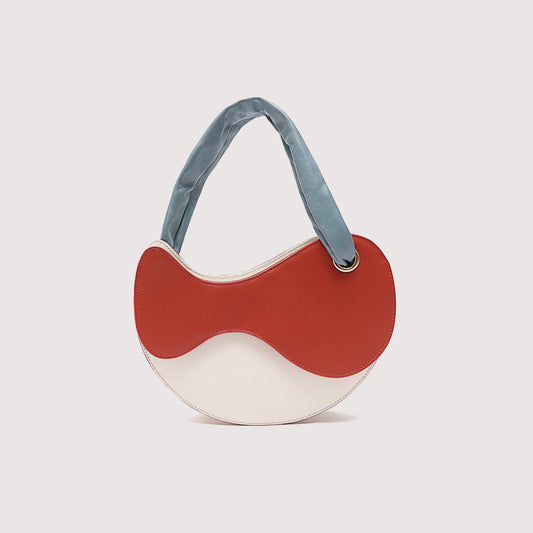 Fashionable Personality Color-blocking Crescent Semicircular Single Shoulder Bag