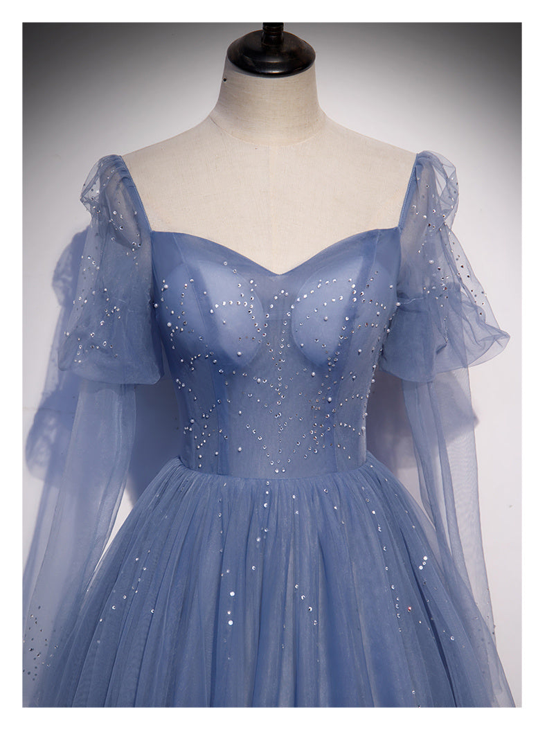 Robe de soirée pour banquet, robe longue bleue pour femme