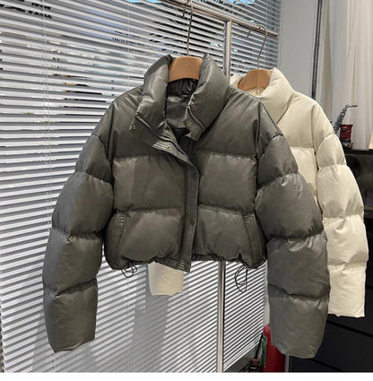 Women's Fashion Stand Collar White Duck Down Jacket