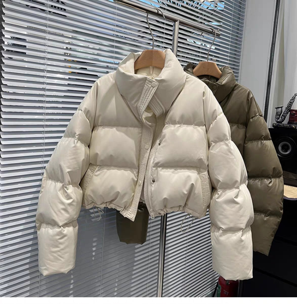 Women's Fashion Stand Collar White Duck Down Jacket