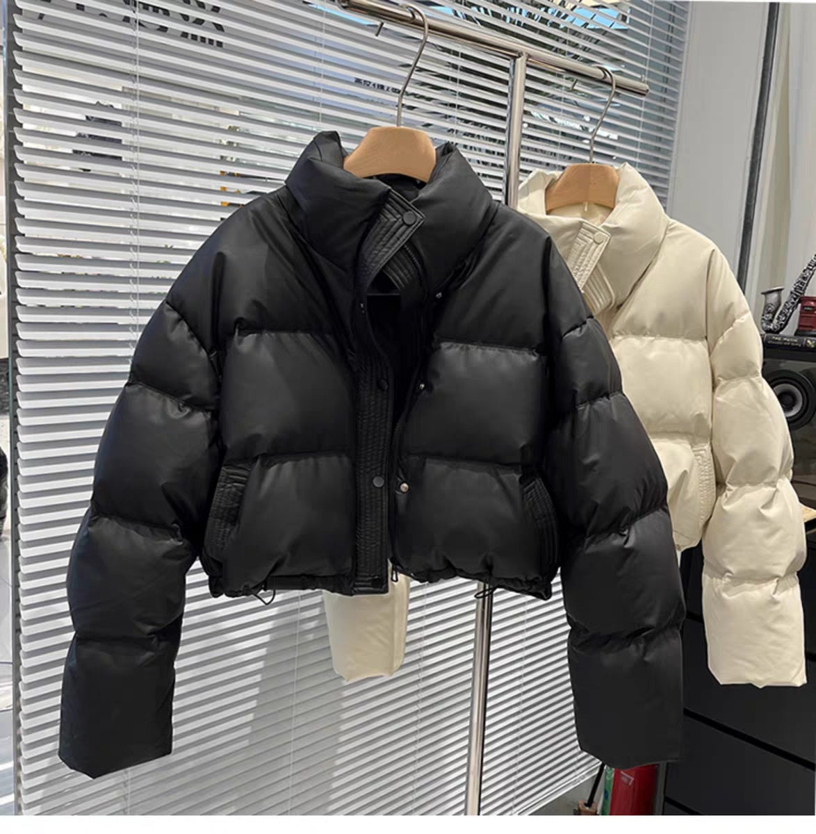 Women's Fashion Stand Collar White Duck Down Jacket