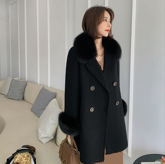 Double Sided Wool Coat Women's Medium Long Coat