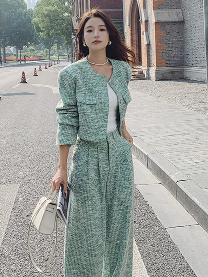 Green Classic Style Casual Suit Women's Autumn New