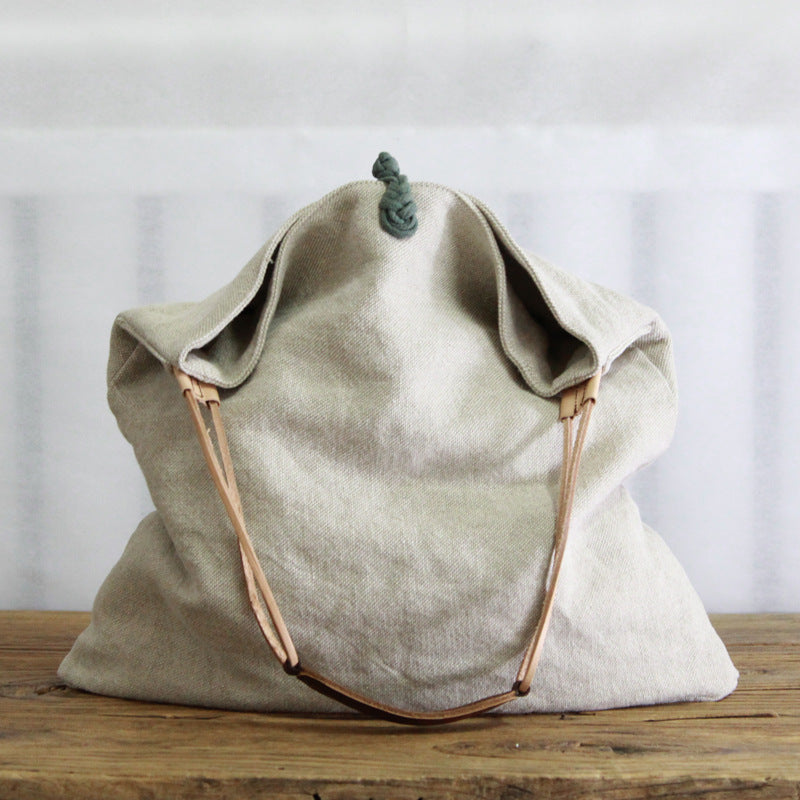 Sac à main littéraire décontracté à une épaule, sac en tissu fait à la main avec boucle à disque, grande capacité