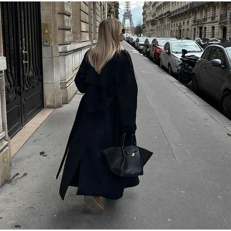 Printemps femmes Trench élégant revers grand manteau