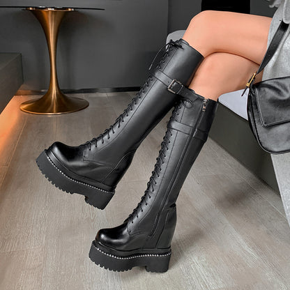 Botas Martin negras con interior elevado, tacón súper alto de 12cm para mujer 