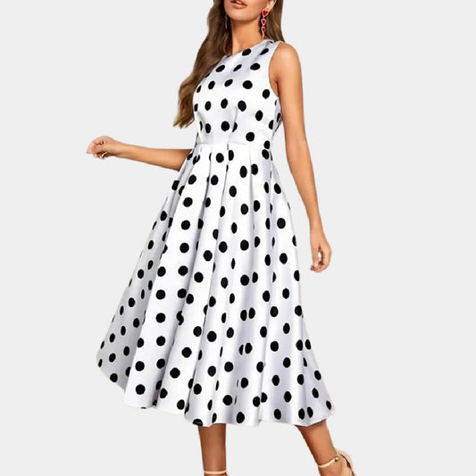 Robe à pois sans manches pour femme