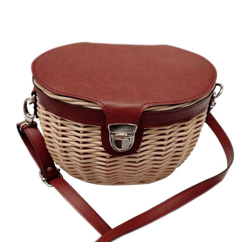 Women's round hand-woven handbag