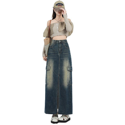 Fashion Retro Women's High Waist Split Skirt