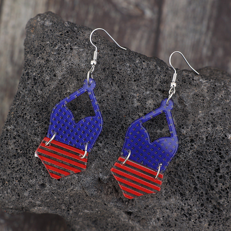 Boucles d'oreilles en acrylique à motif drapeau américain