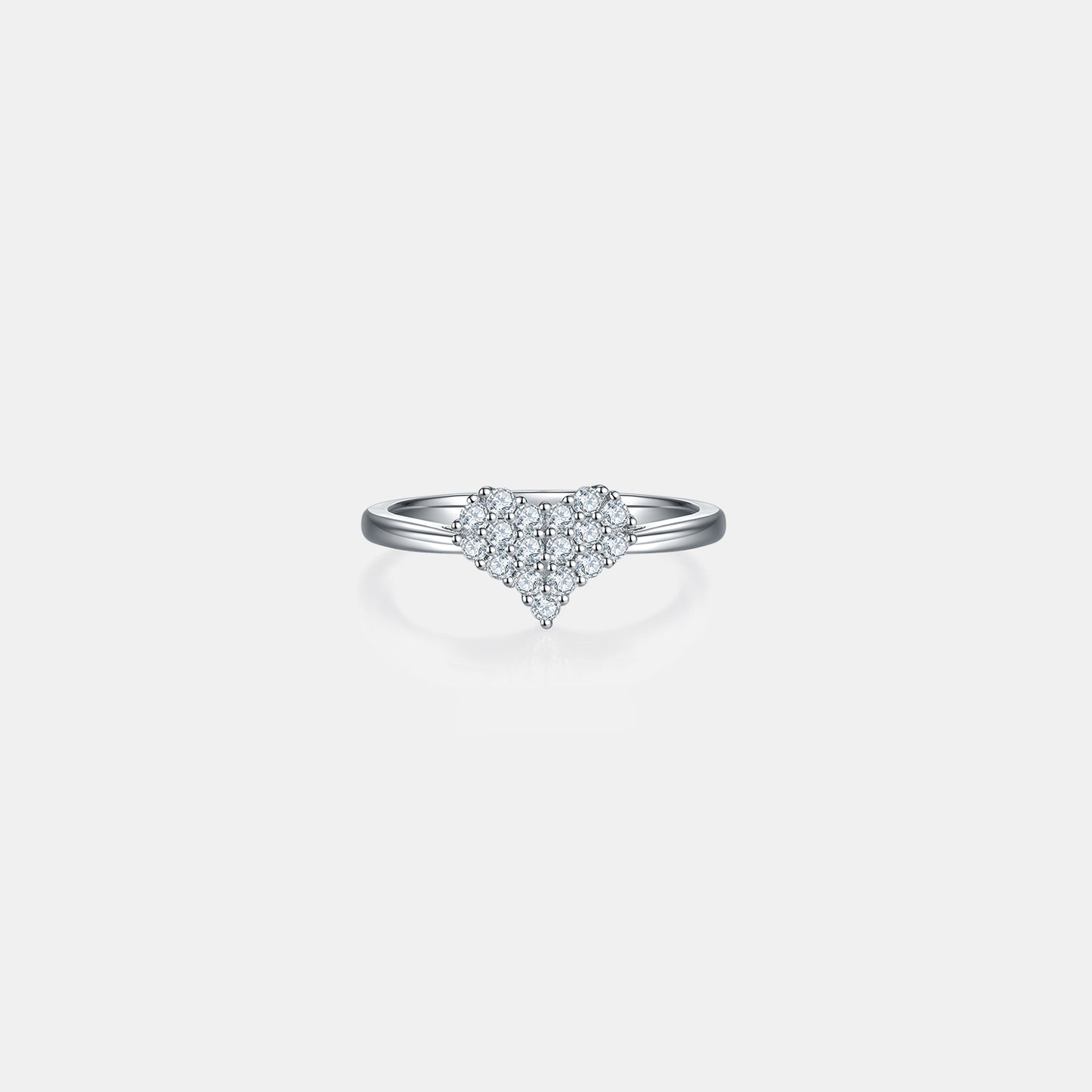 Bague coeur en argent sterling 925 moissanite