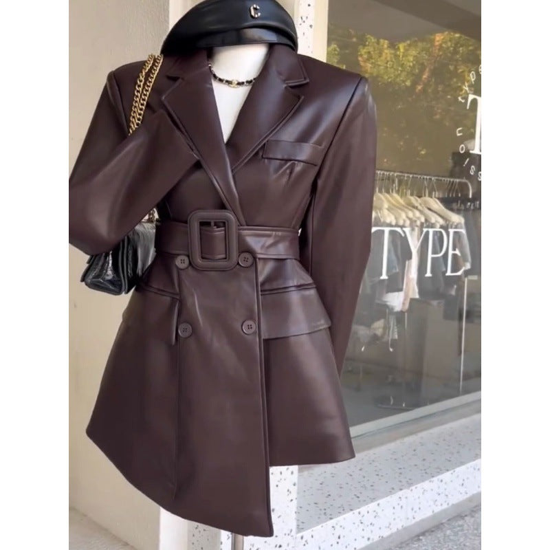 Fashionable Retro Beautiful Leather Coat For Women