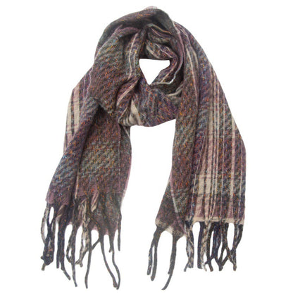 European And American Men's And Women's Plaid Tassel Scarf