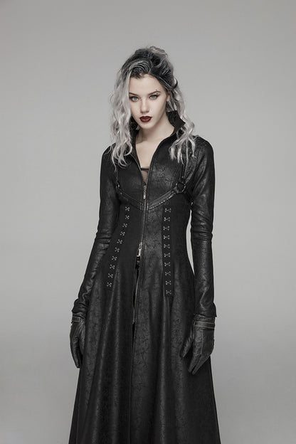 Dark Punk Jacket Cracked Knit Leather Rocker Costume