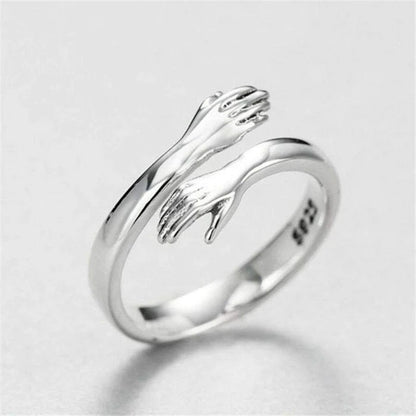 Bague de contournement en argent sterling 925 en forme de câlin