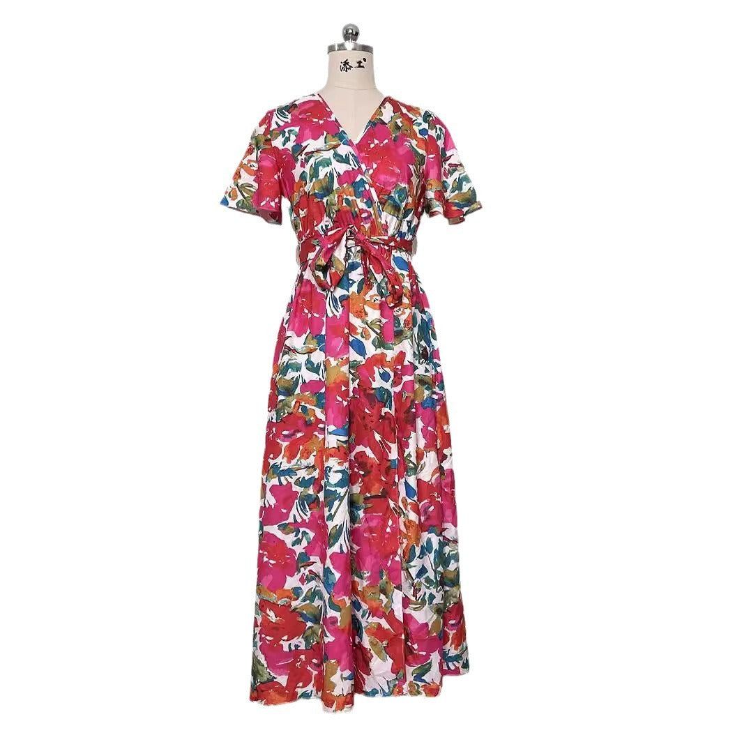 Robe midi fendue à imprimé floral d'été