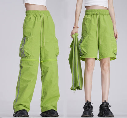 Casual Detachable Shorts Reflective Wide-leg Pants