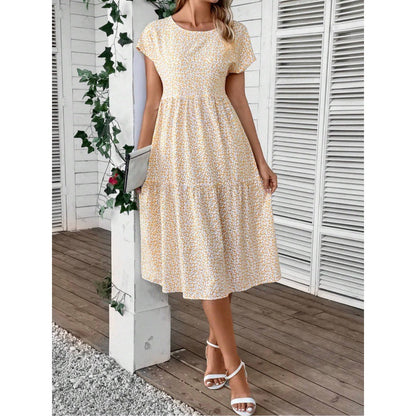 European And American Ladies Little Yellow Flower Dress