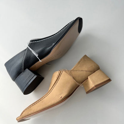 Petites chaussures simples en cuir pour femmes, rétro, tête carrée, talon moyen épais, nouvelle collection