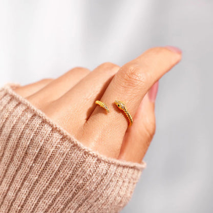 Anillo Bypass Chapado En Oro De 18 Quilates Con Forma De Serpiente