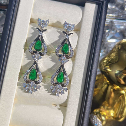 Green Zircon Evening Dress Accessories Necklace Earrings