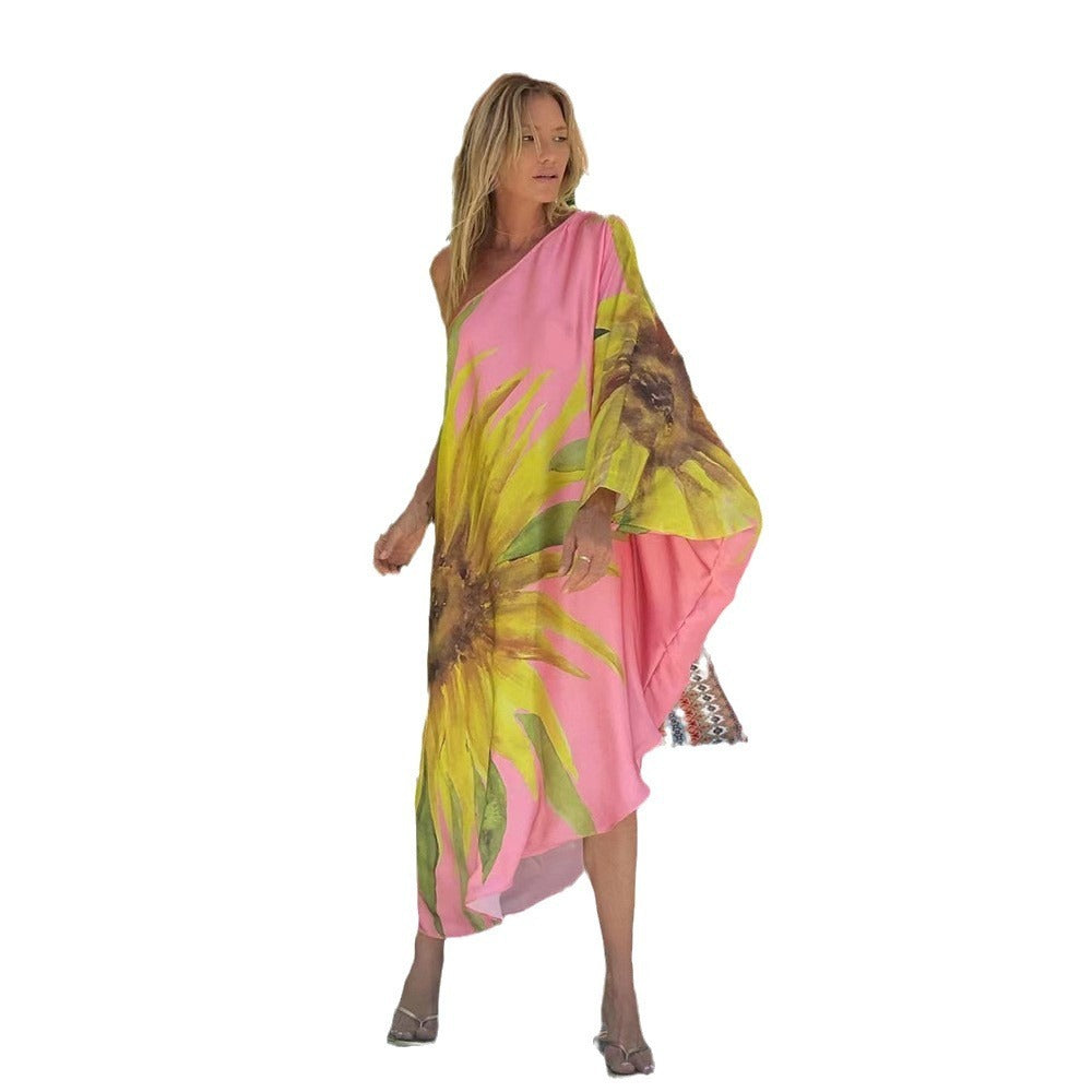 Robe asymétrique à imprimé floral irrégulier pour femme