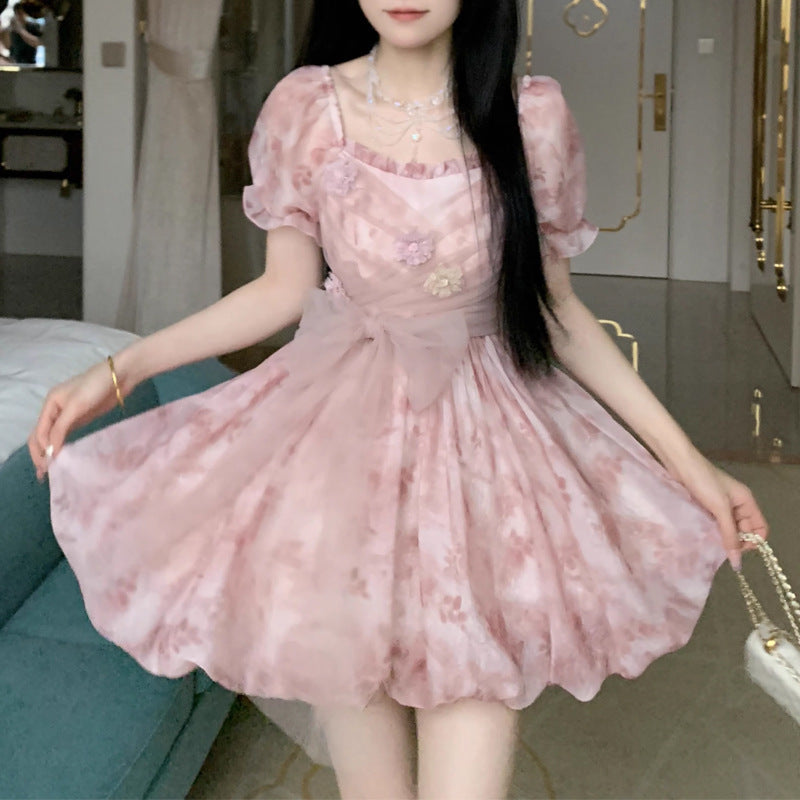 French Cute Youth-looking Bud Tulle Tutu Dress