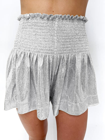 Short smocké taille haute