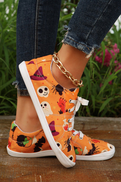 Zapatillas de deporte naranja rojizo Halloween Ghouls &amp; Pumpkin