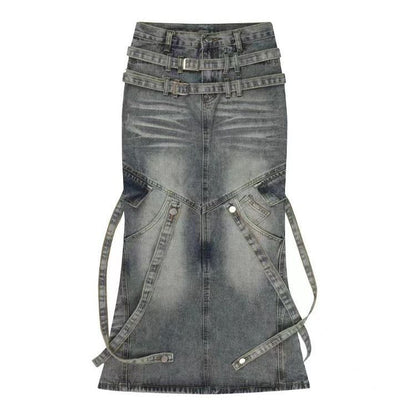 Asian Culture Y2g Hot Girl Retro Denim Skirt For Women