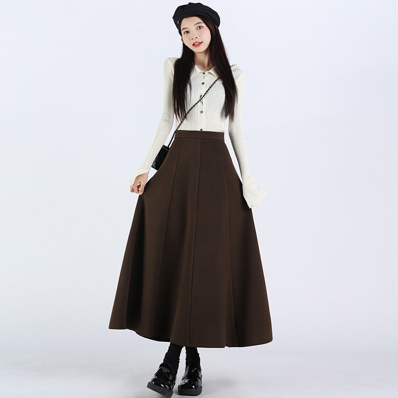 Woolen Skirt Slim Fit Mid-length