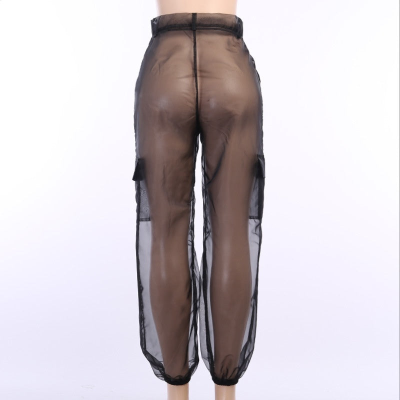 Women's Clothing Mesh See-through Baggy Pants