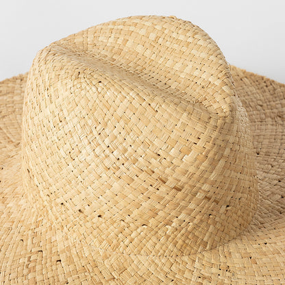 Printemps et été mode décontracté Simple nu Double couche tricoté à la main raphia grand bord plage Protection solaire chapeau de paille